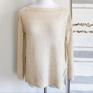 MAK Cream Boat Neck Loose Knit Sweater
